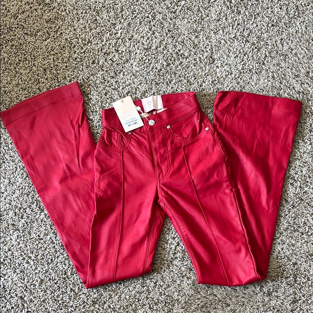 Vibrant Red Flared Pants